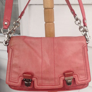 Coach Poppy Pink Leather Messenger Bag Purse